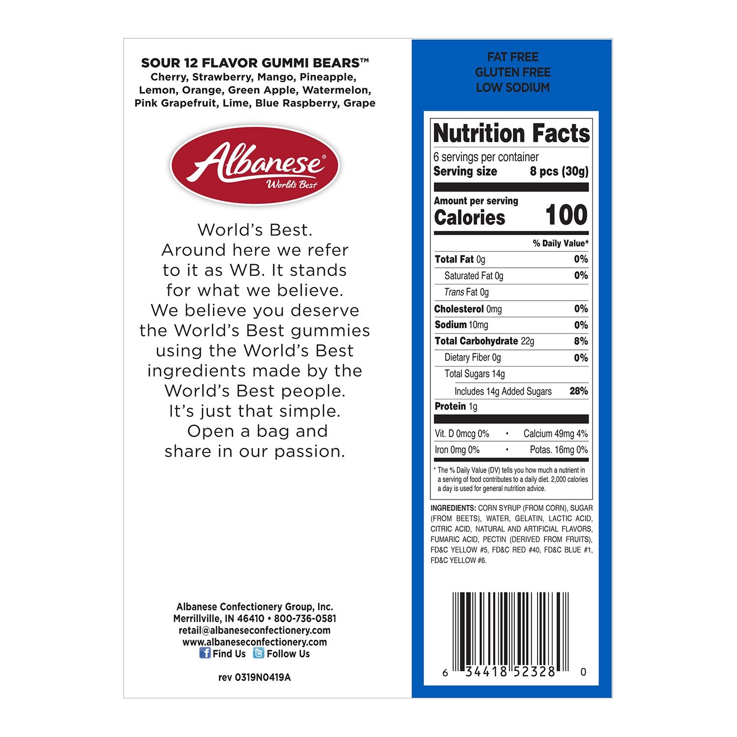 Sour 12 Flavor Gummi Bears