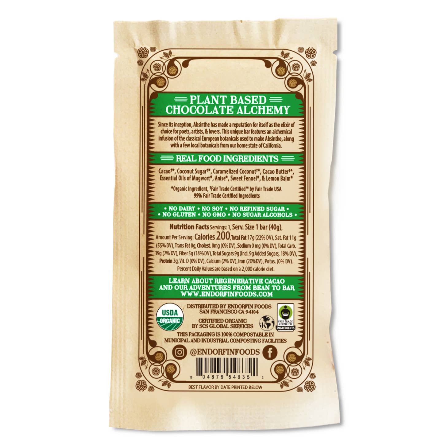 Absinthe Dark Chocolate Bar